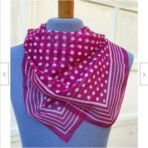 Emanuel Geraldo Sheer Pink Polka Dot Square Scarf Vintage Bandana Italy 31"